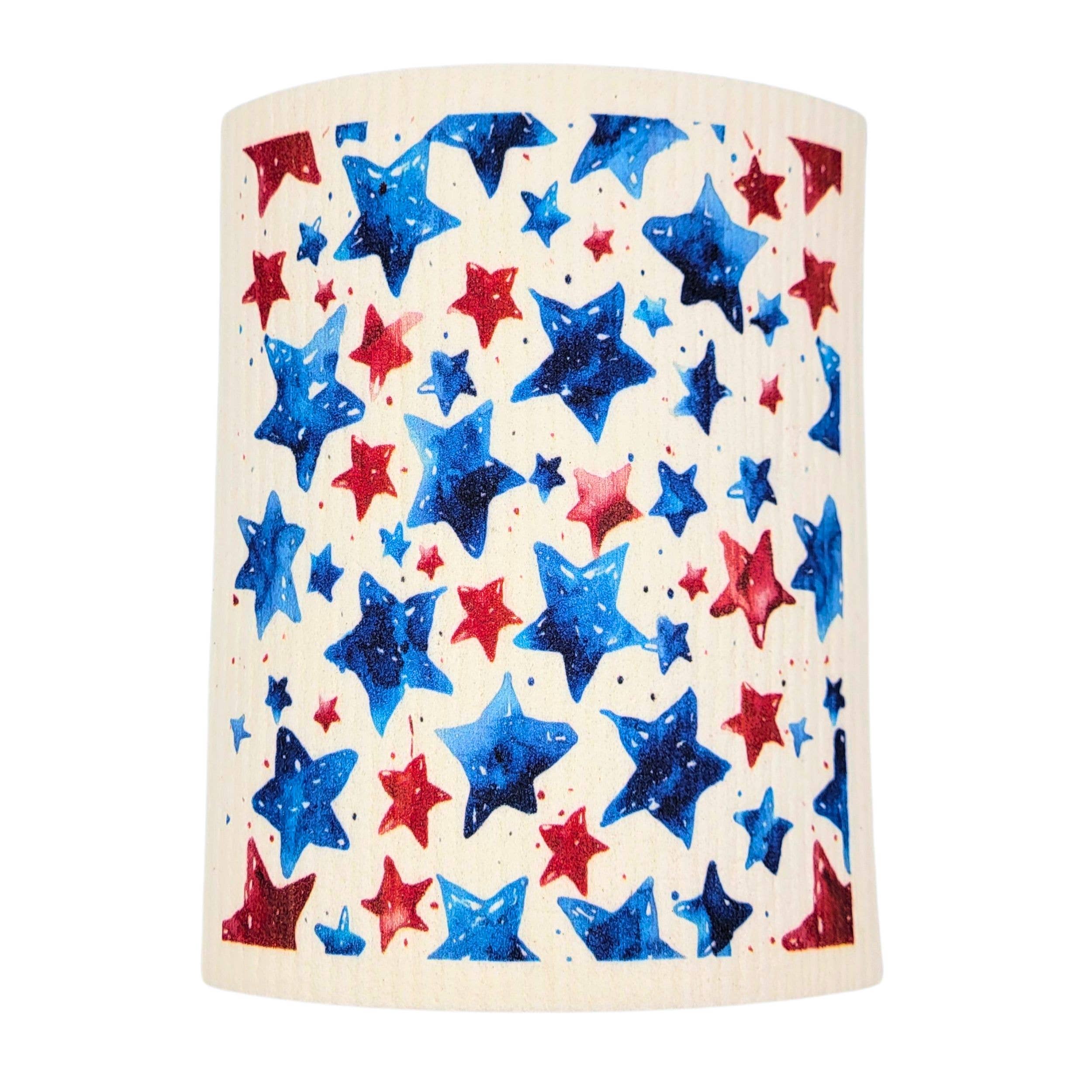 Swedish Dishcloth - 4th of July Red & Blue Stars
