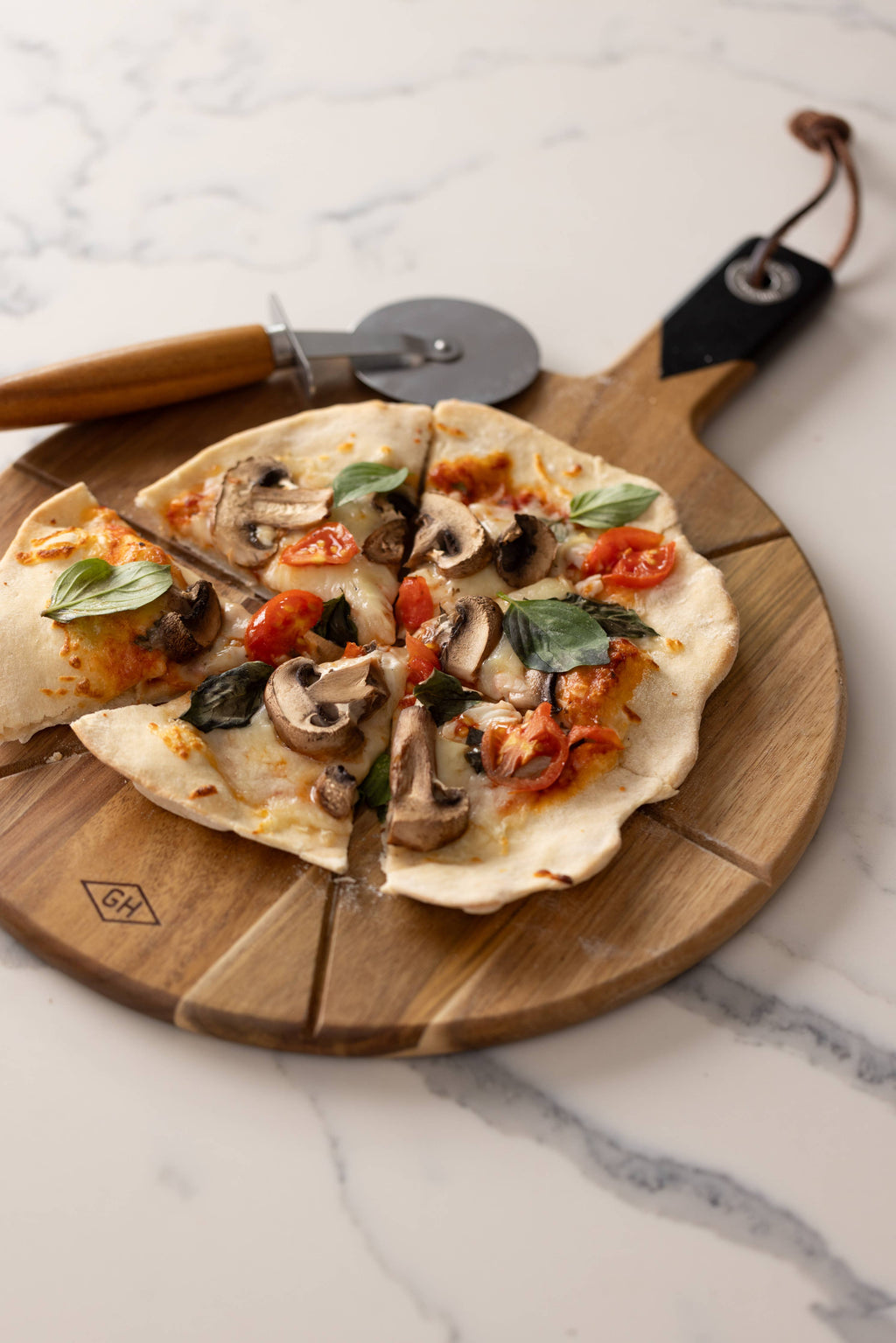 Pizza Board With Pizza Cutter