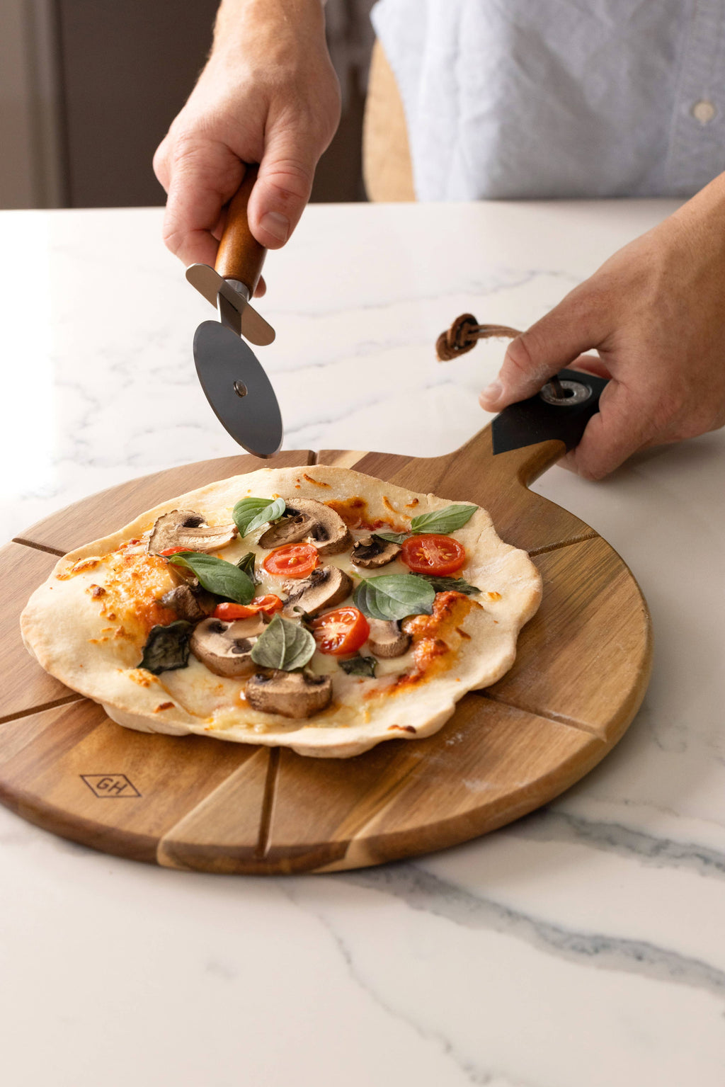 Pizza Board With Pizza Cutter
