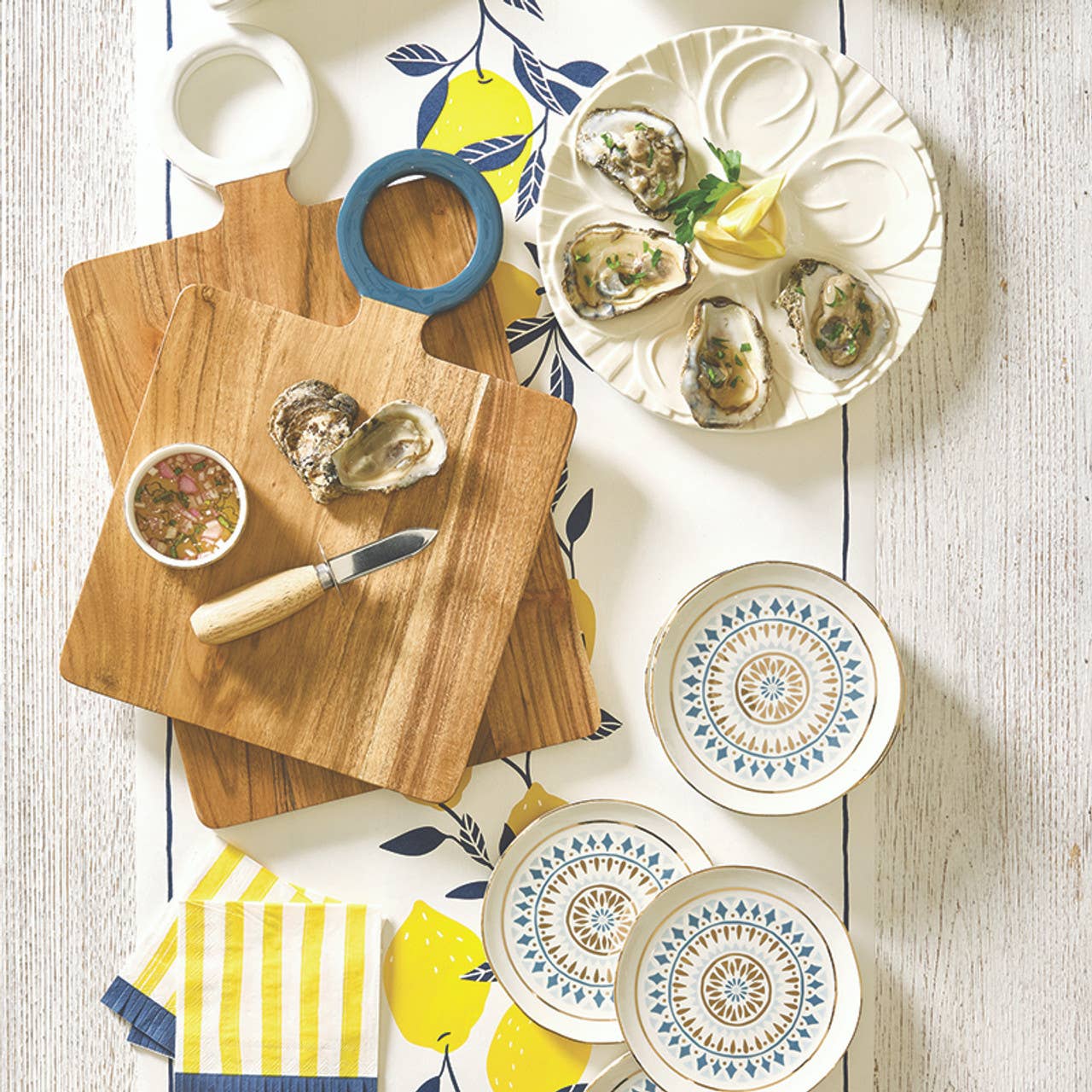 Wood Board with Enamel Handle  - Dusty Blue