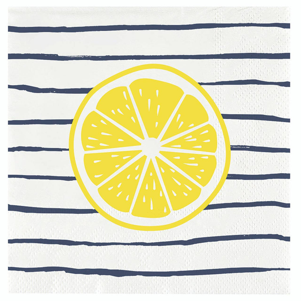 Ceramic Napkin Tray + Napkins - Striped Lemon