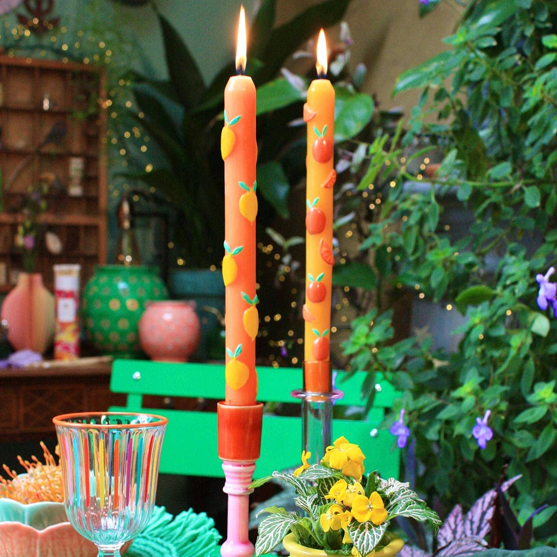 Lemon & Orange Dinner Candles - 2 Pack